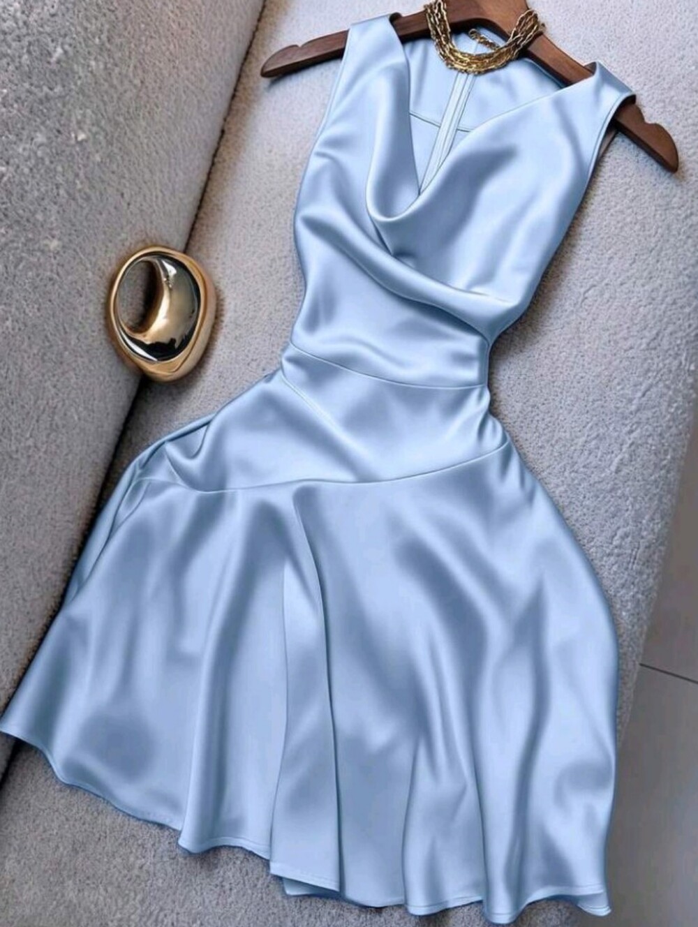 Women's Solid Color Pleated Casual Minimalist Party Dress
